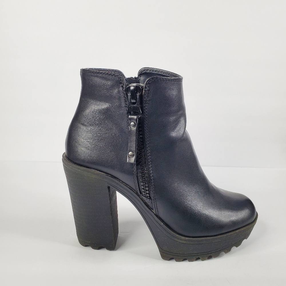 Black Goth Ankle Heel Boots